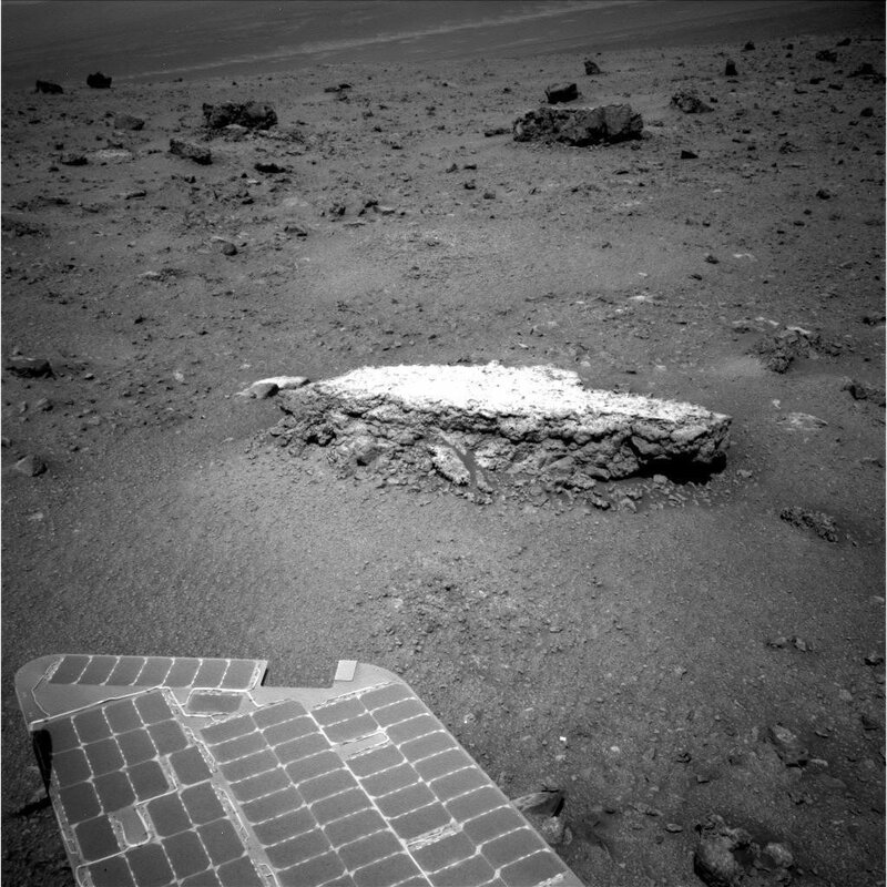Mars rover on rocky terrain