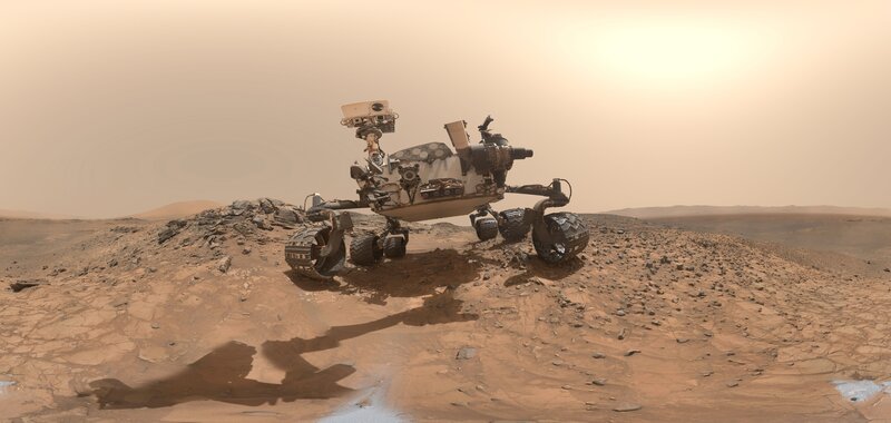 Mars Rover on Rocky Terrain — Brown, Desolate, Afternoon