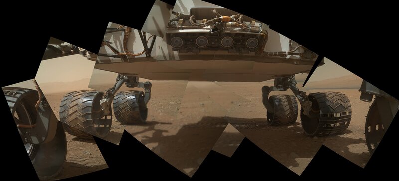 Mars Rover on Surface — Brown, Desolate, Photograph, Wheels