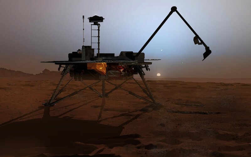Mars Rover on Surface — Brown, Desolate, Sunrise
