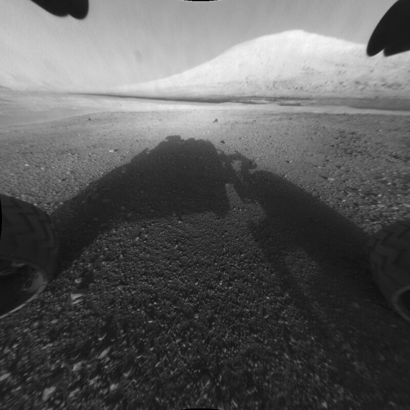 Mars rover shadow on the surface