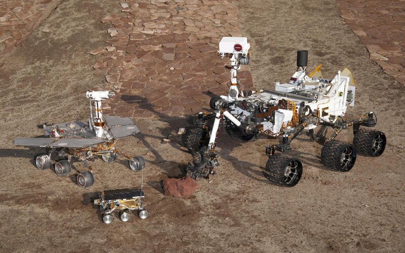 Mars Rovers on Rocky Terrain