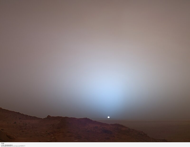 Mars sunset with bright sun