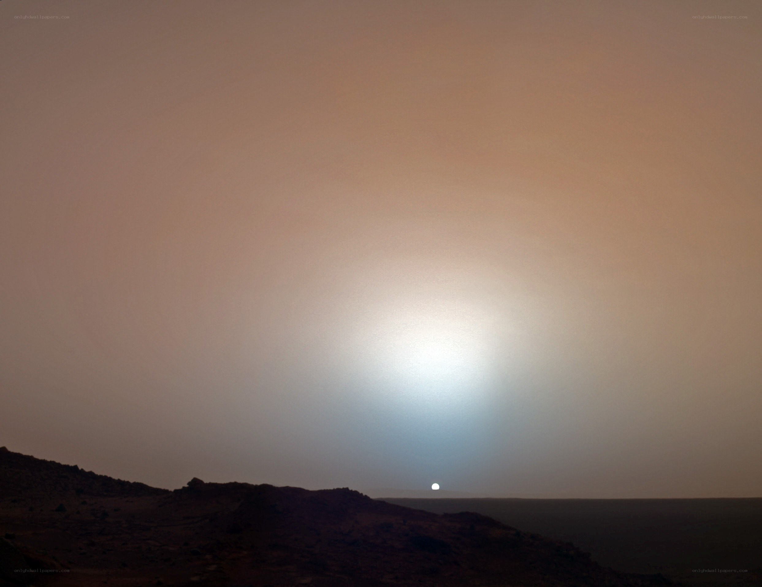 Mars sunset with sun halo