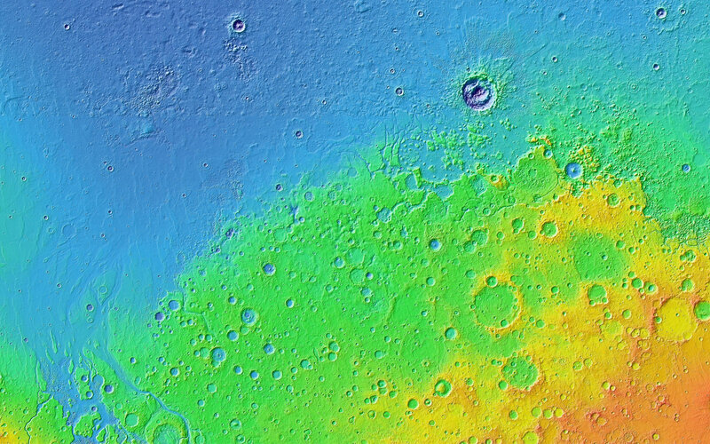 Mars surface topography map