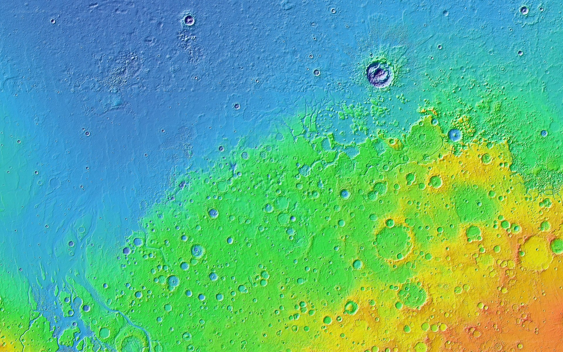 Mars surface topography map