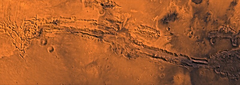 Mars surface with canyon