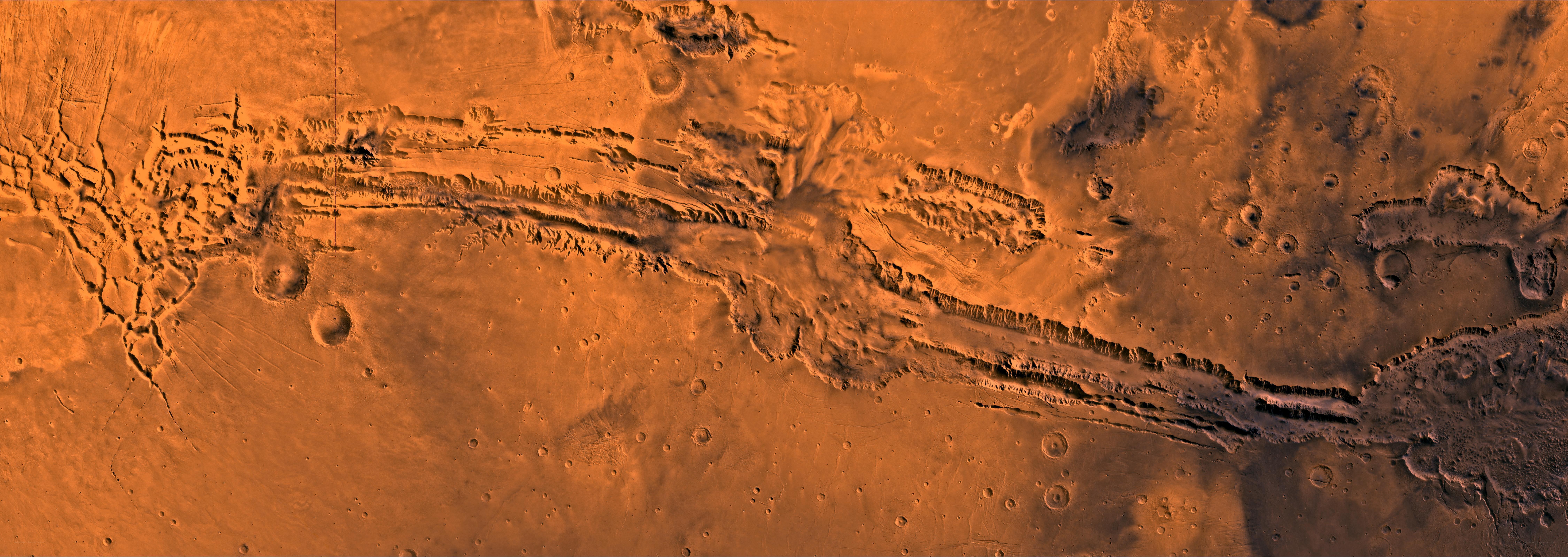 Mars surface with canyon