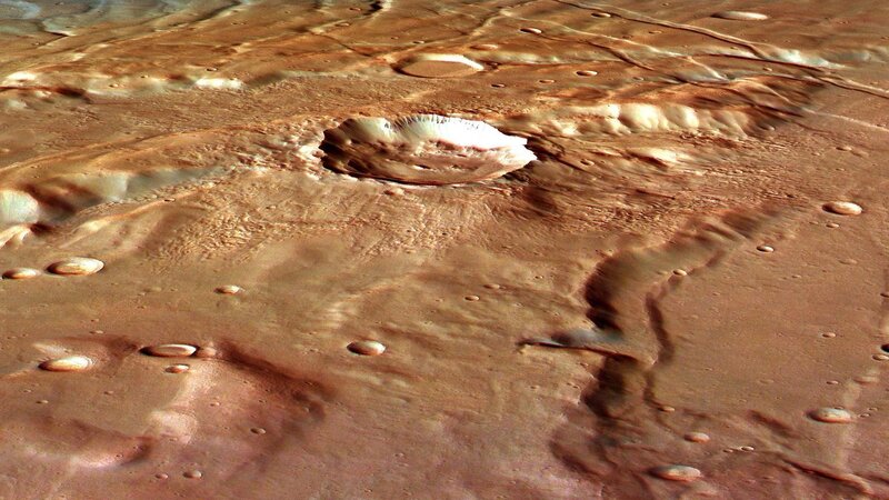 Mars surface with crater