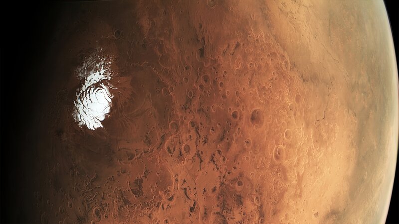 Mars Surface with Crater — Brown, Dramatic