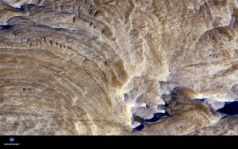 Mars surface with layered rock