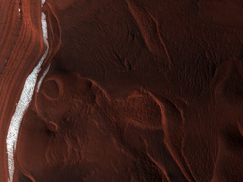 Mars surface with river channel