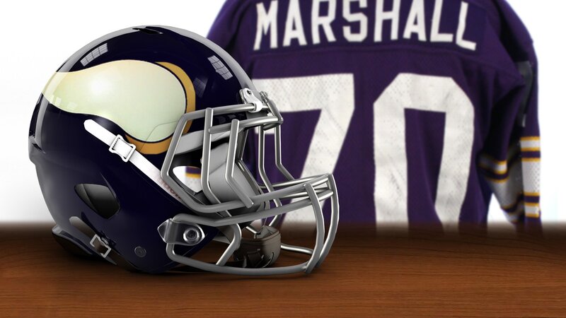 Marshall football helmet and jersey