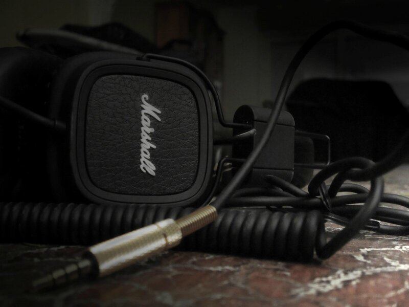 Marshall headphones on marble