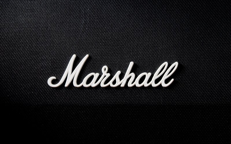 Marshall logo on black fabric