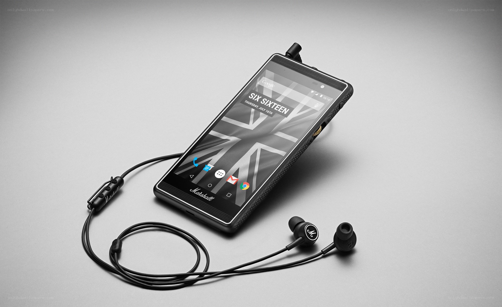 Marshall smartphone with earbuds