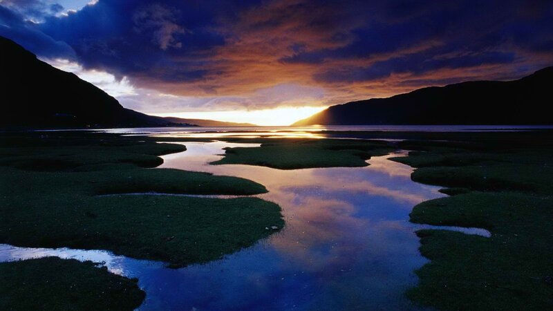 Marshland at Sunset — Blue, Dramatic