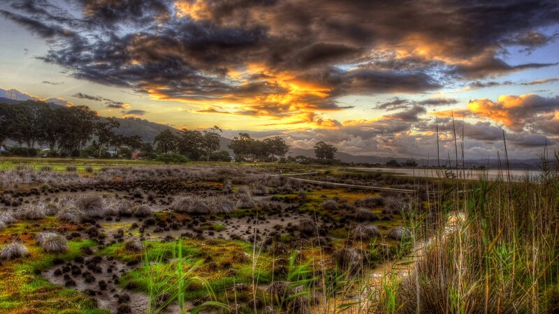 Marshland at Sunset — Orange, Dramatic