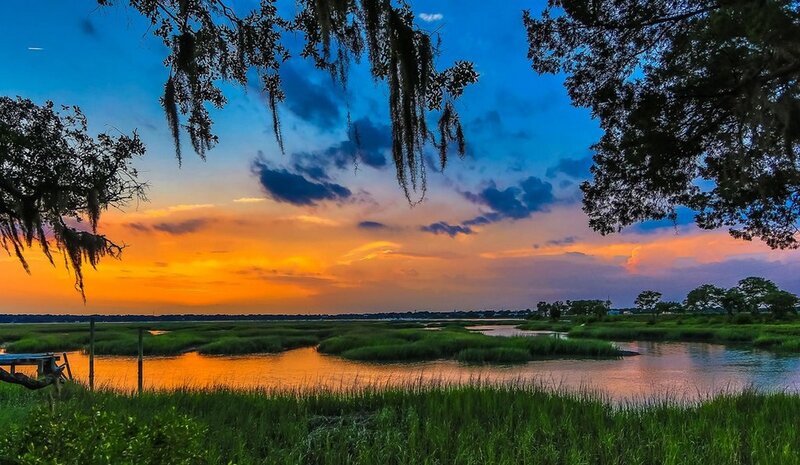 Marshland at Sunset — Orange, Serene