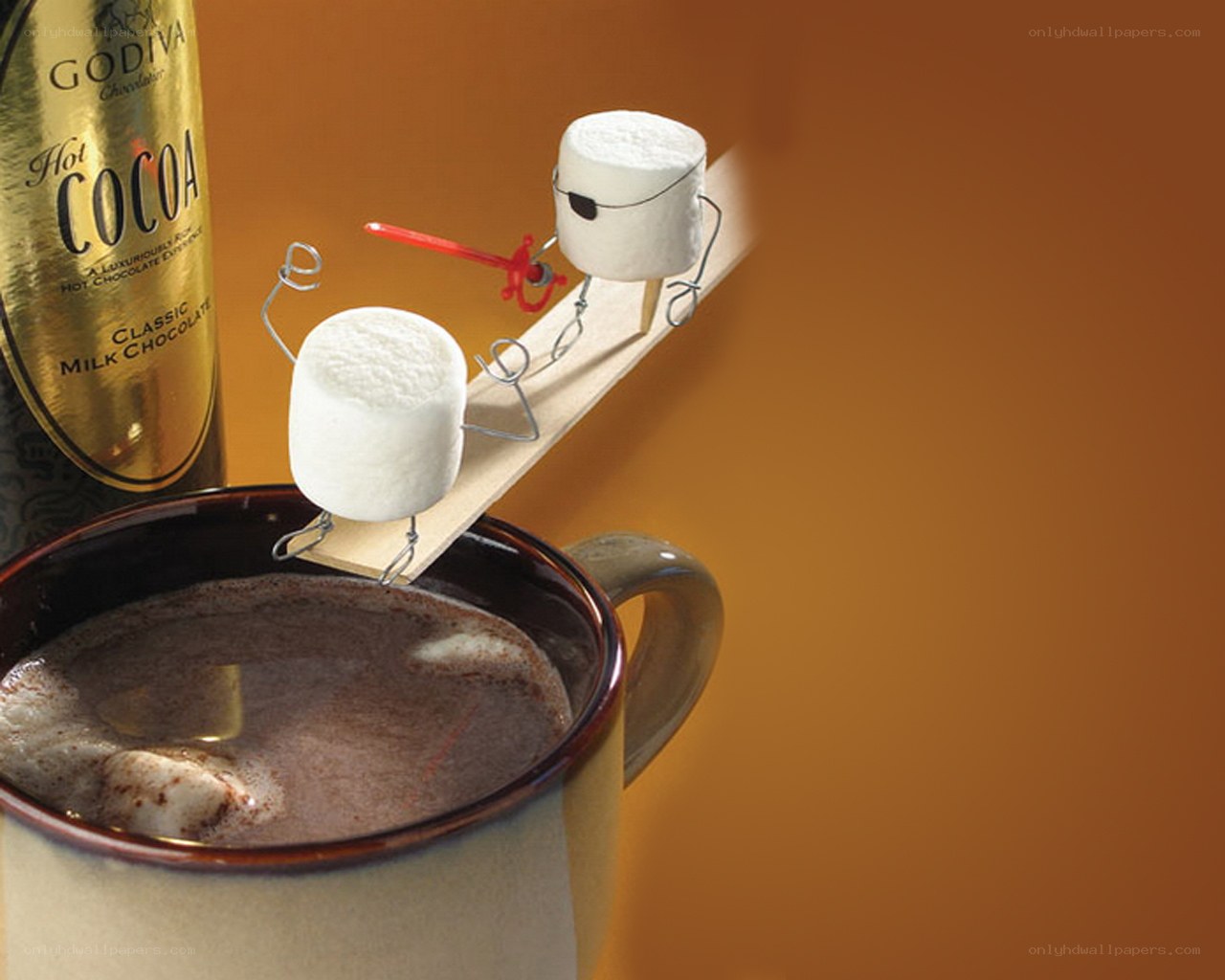 Marshmallow pirates on hot cocoa