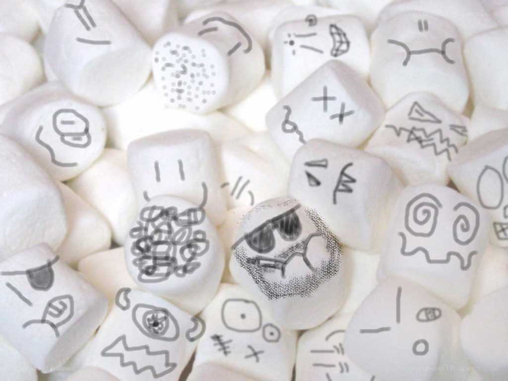 marshmallows with doodles