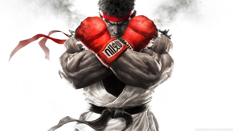 Martial Artist in Fighting Stance — White, Intense