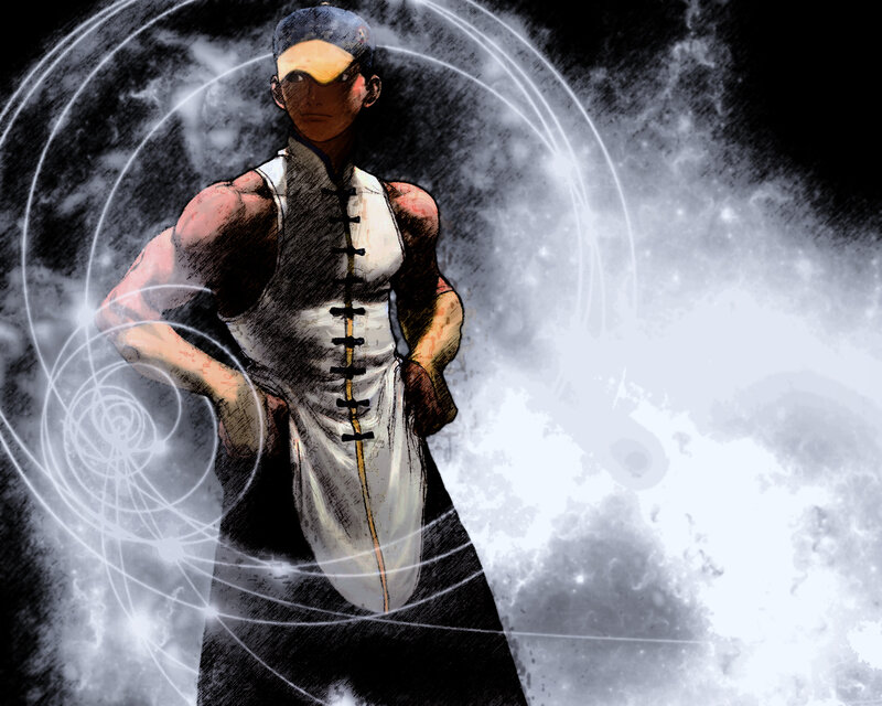 martial artist with energy aura