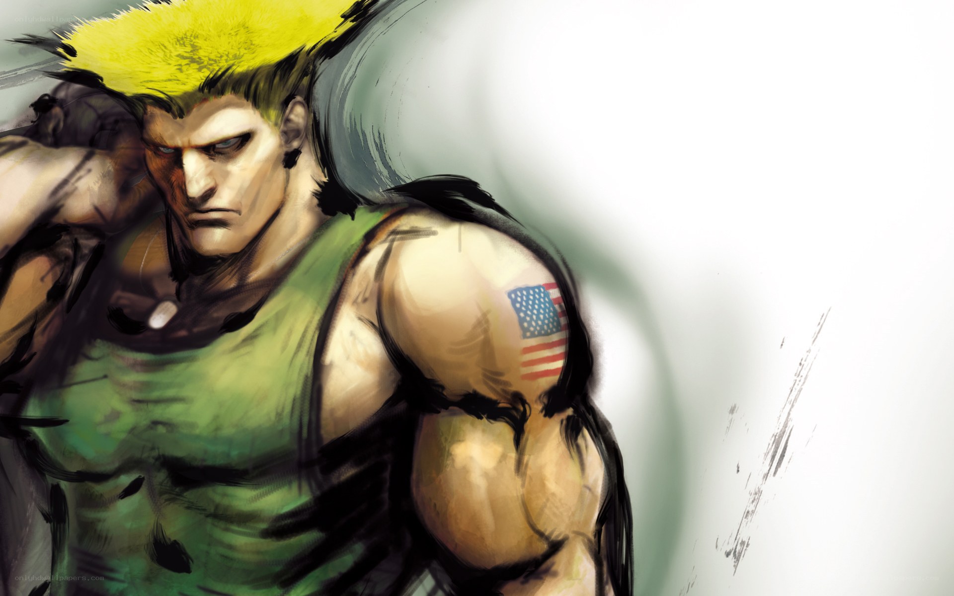 martial artist with flag tattoo