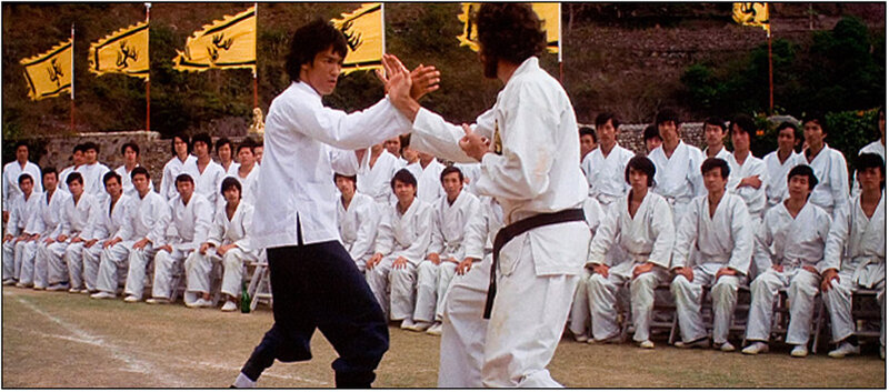 Martial arts demonstration with audience