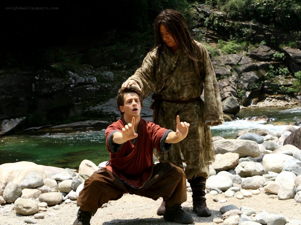 Martial arts training by a river