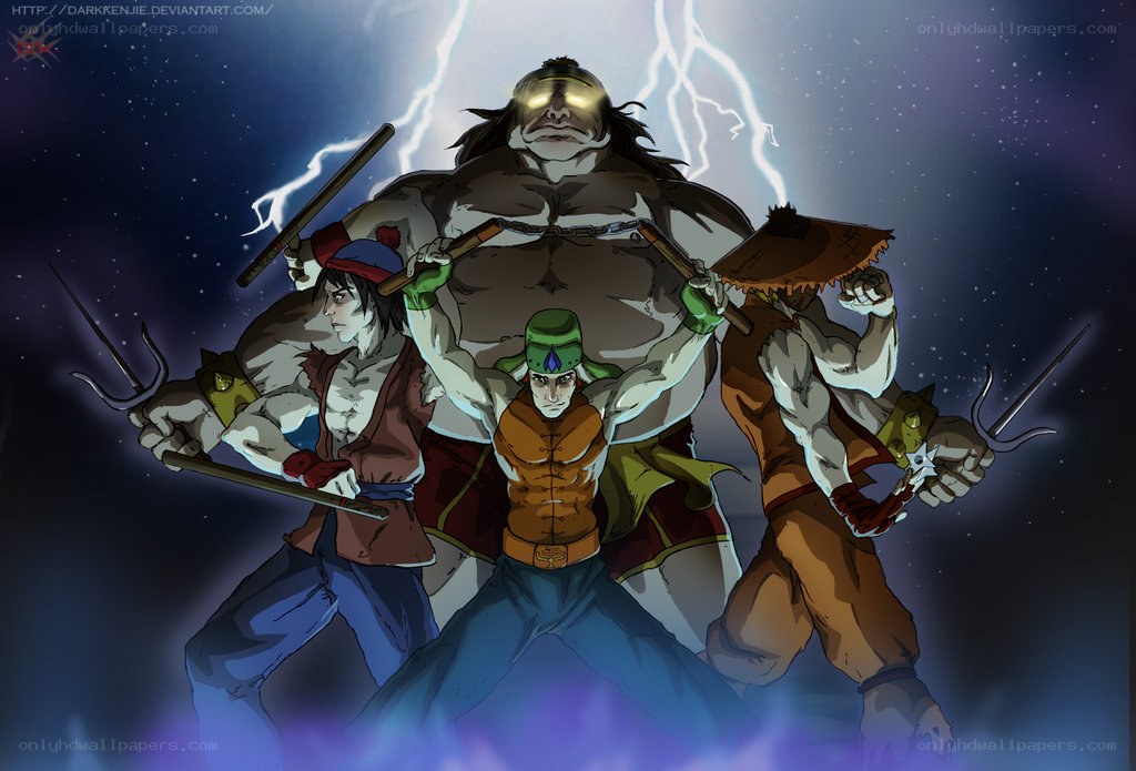 martial arts warriors in storm