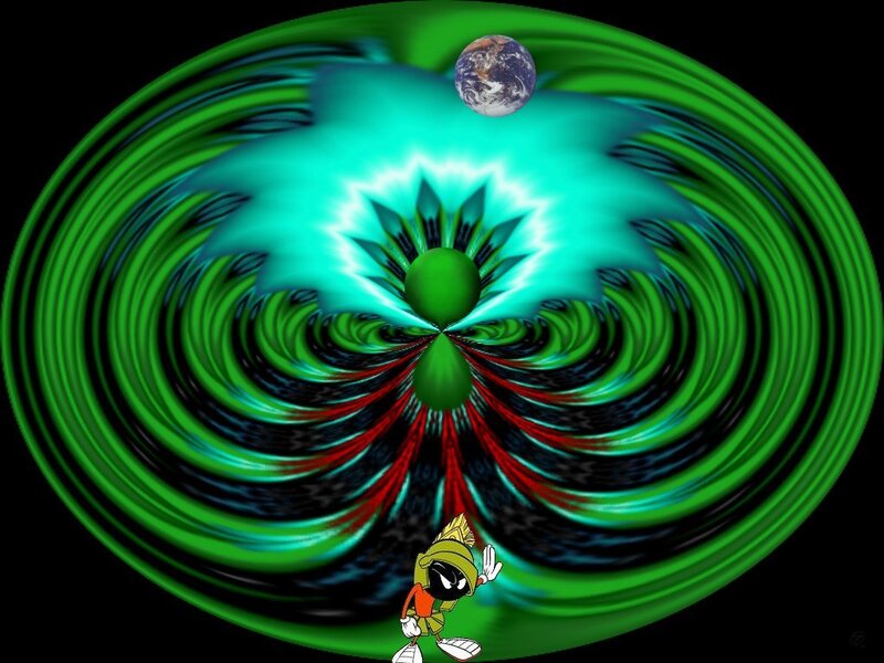 Martian character with Earth and fractal