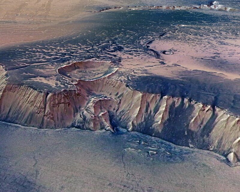Martian Crater Landscape — Brown, Desolate, Photograph