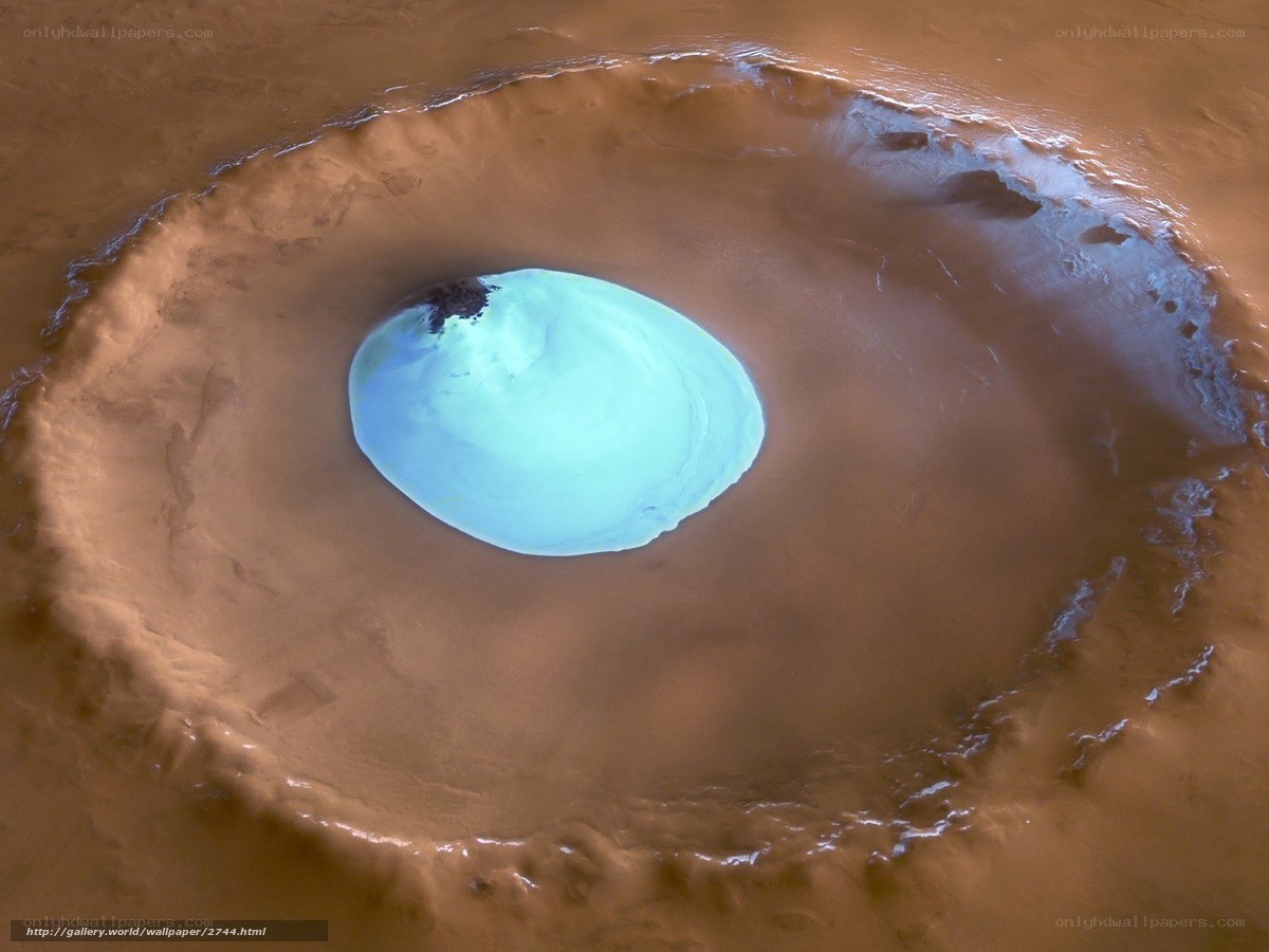 Martian crater with ice