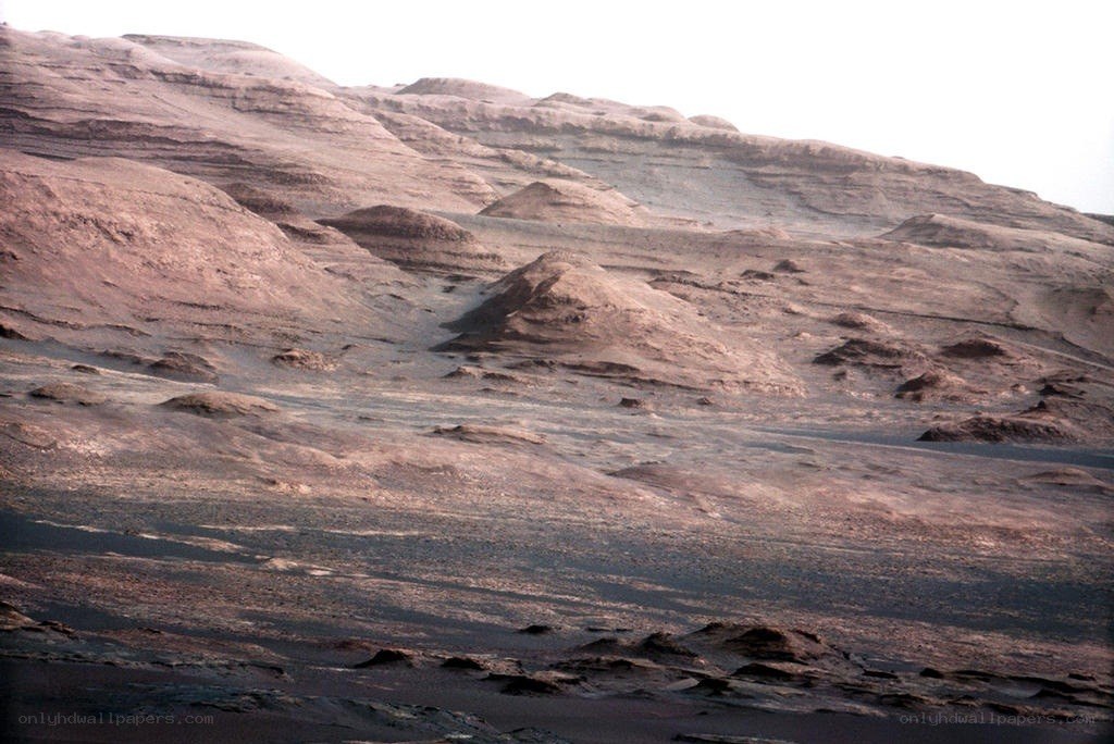 Martian landscape with layered hills