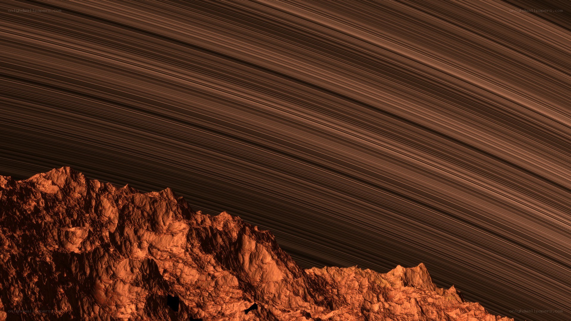 Martian landscape with star trails
