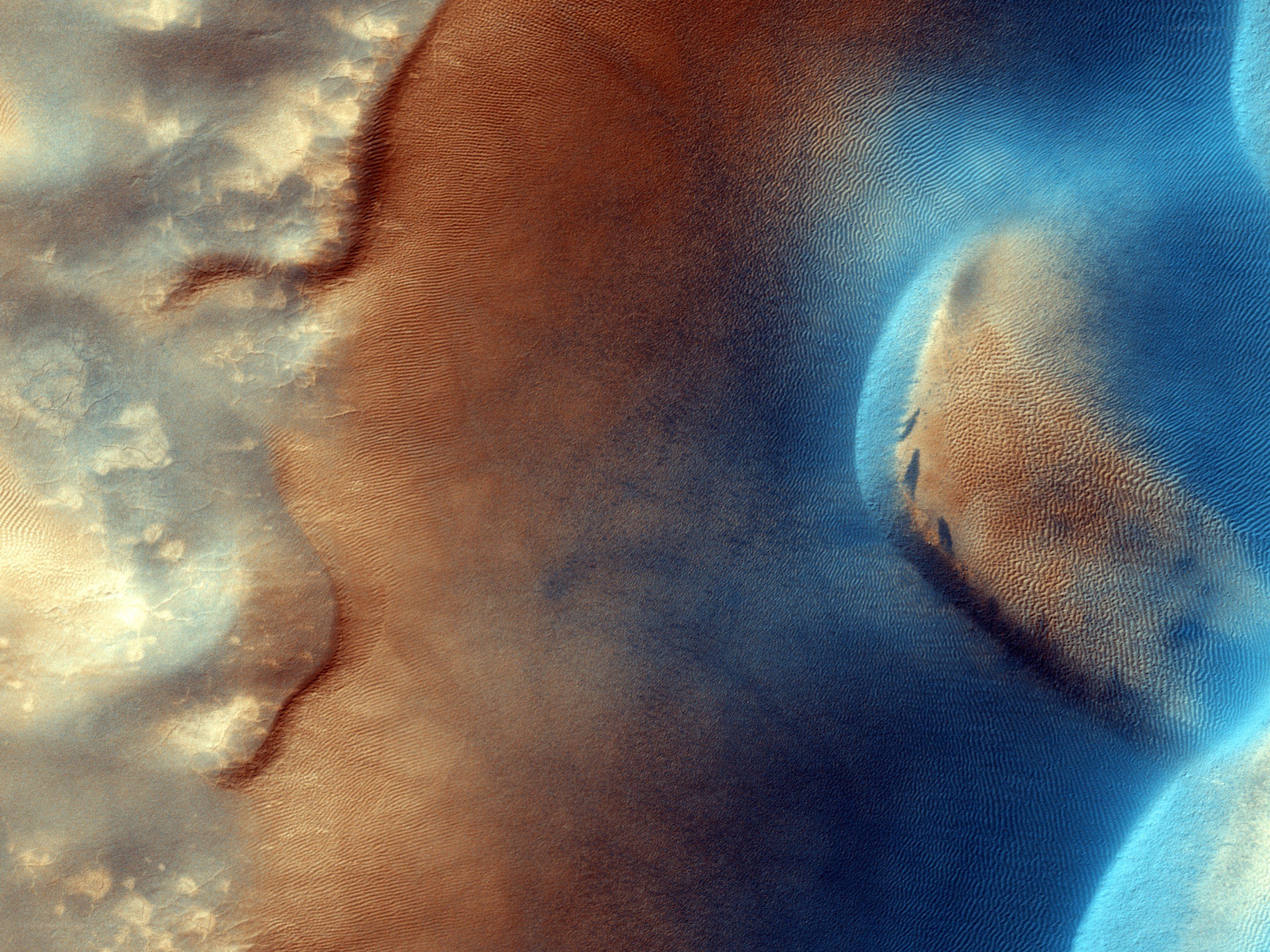 Martian sand dunes and terrain