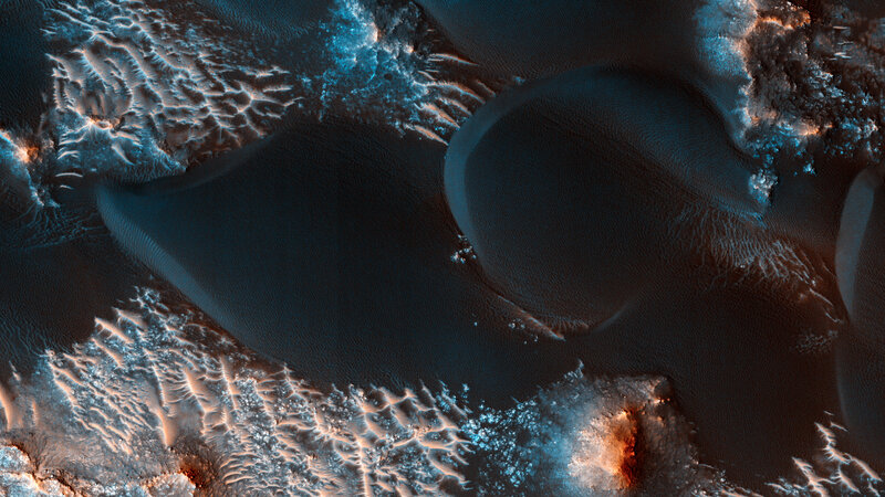 Martian Sand Dunes — Blue, Desolate, Photograph