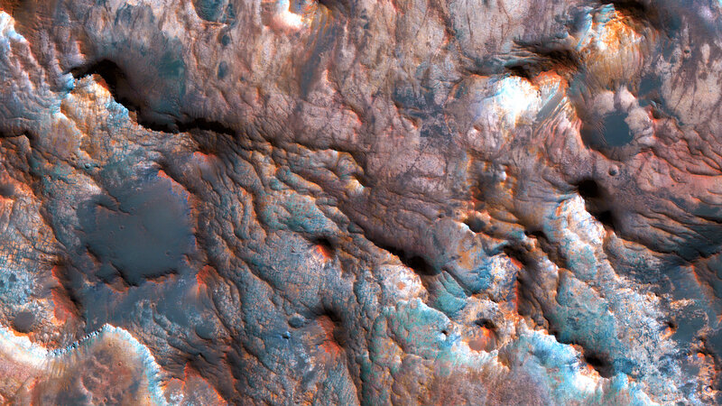 Martian Surface Terrain — Blue, Arid, Photograph