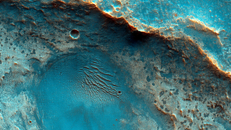 Martian Surface with Crater — Blue
