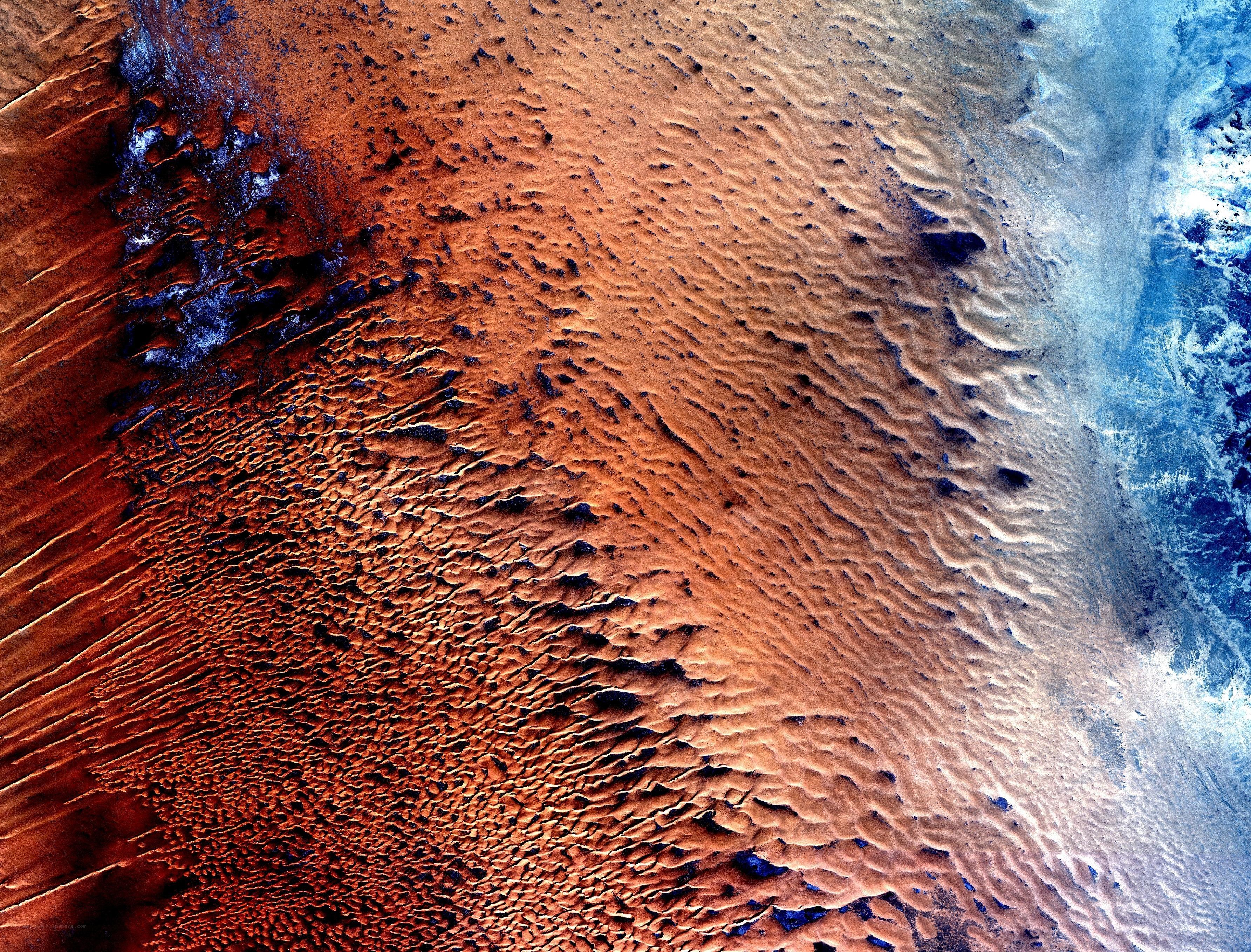 Martian surface with ice cap