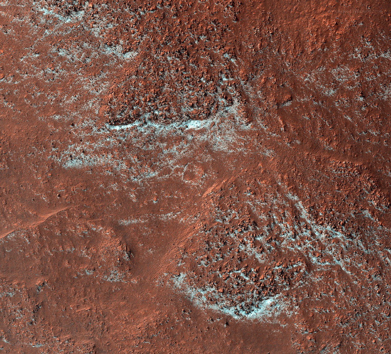 Martian surface with ice deposits