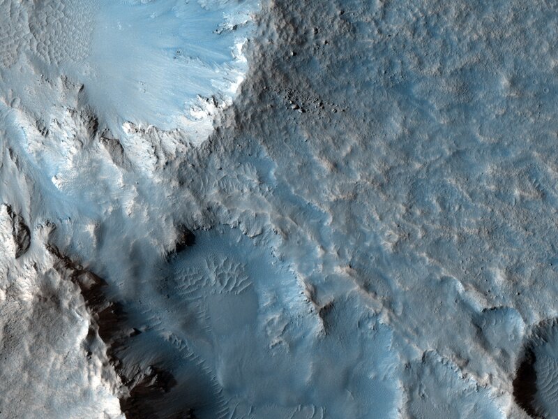 Martian surface with ice deposits