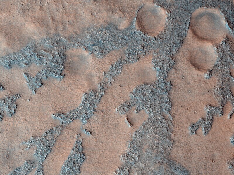 Martian surface with impact craters