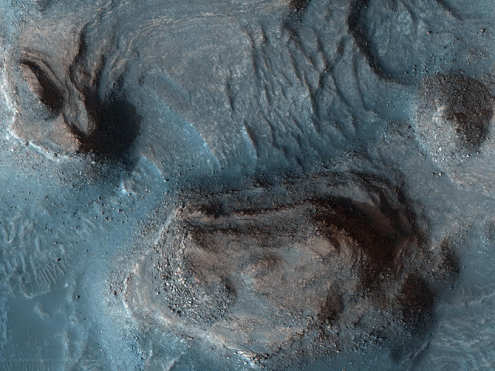 Martian surface with impact craters