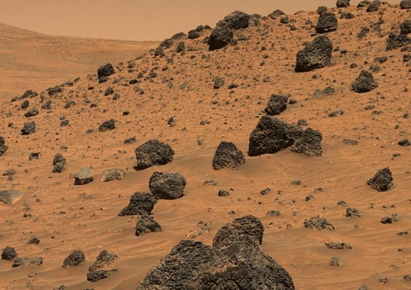 Martian Surface with Rocks — Orange