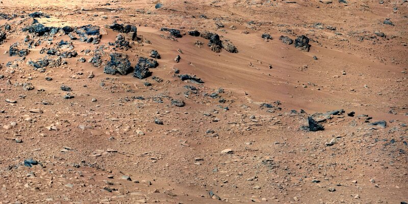 Martian surface with rocks