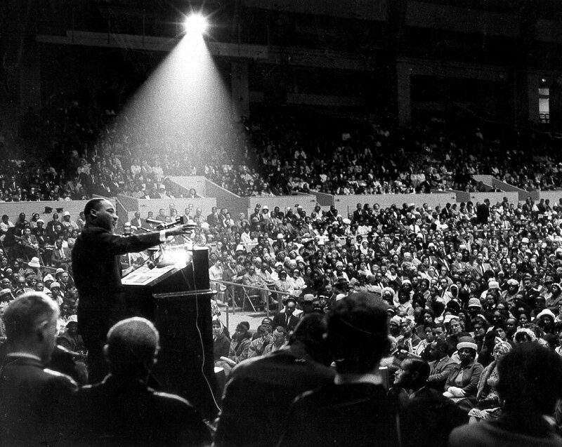 Martin Luther King Jr. speaking to a crowd