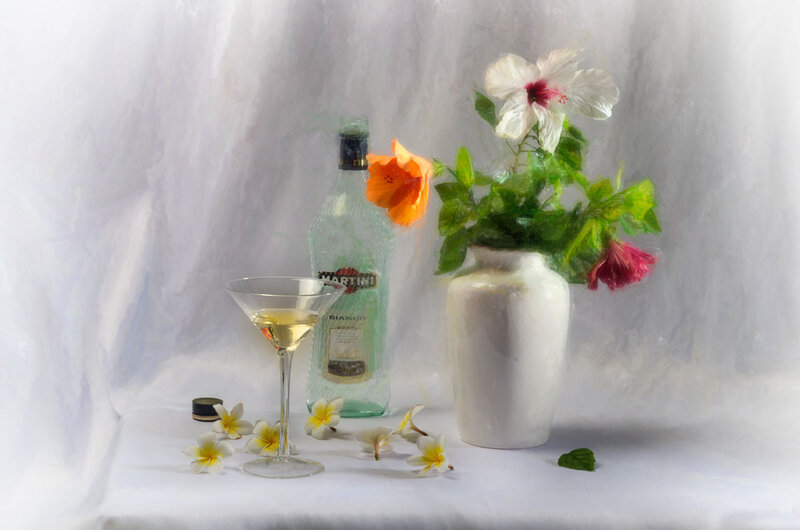 Martini Bottle with Flowers