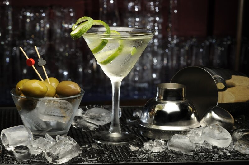Martini Cocktail with Olives — Green